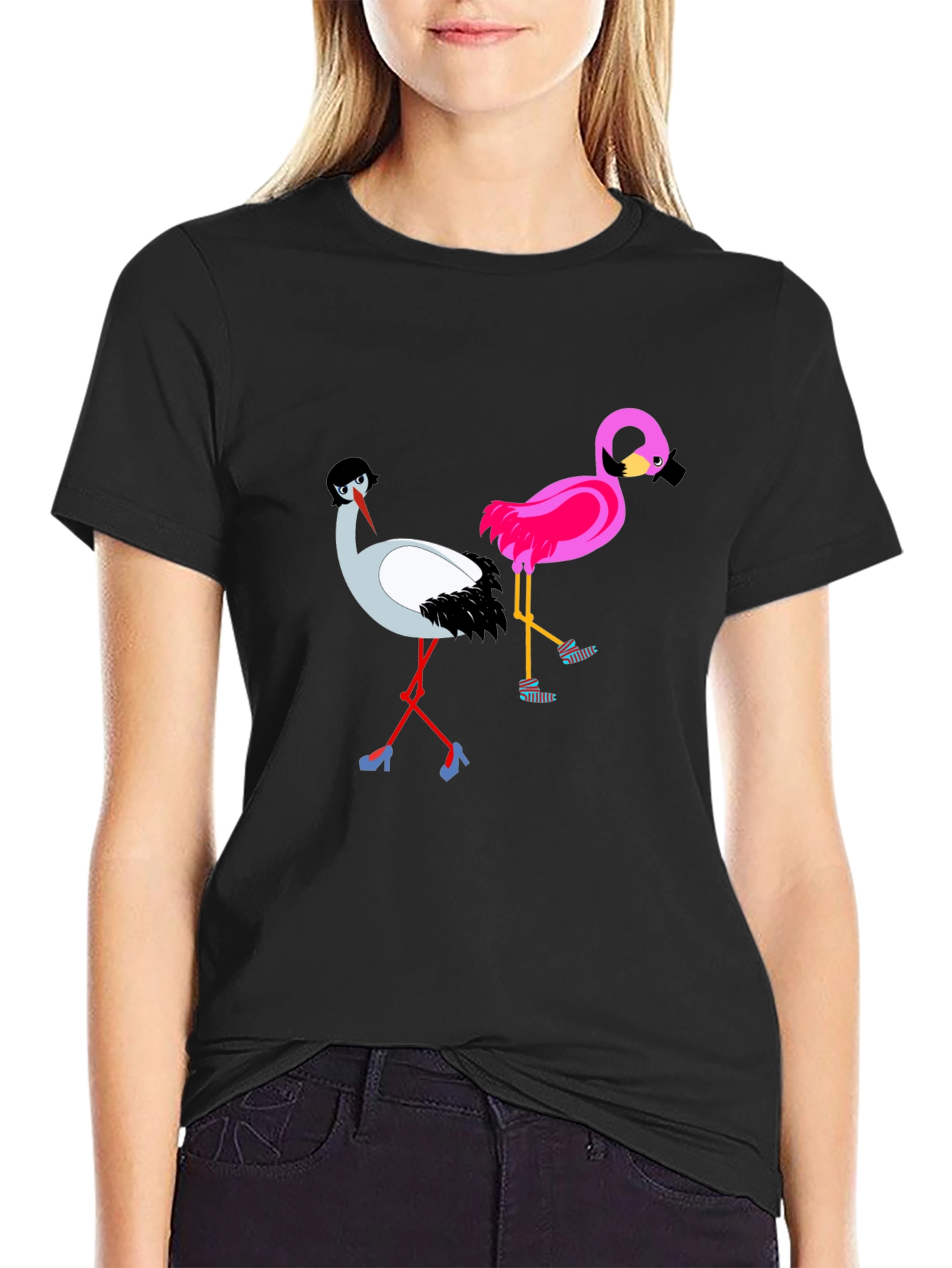 Funky Flamingo & Stork Graphic Tee