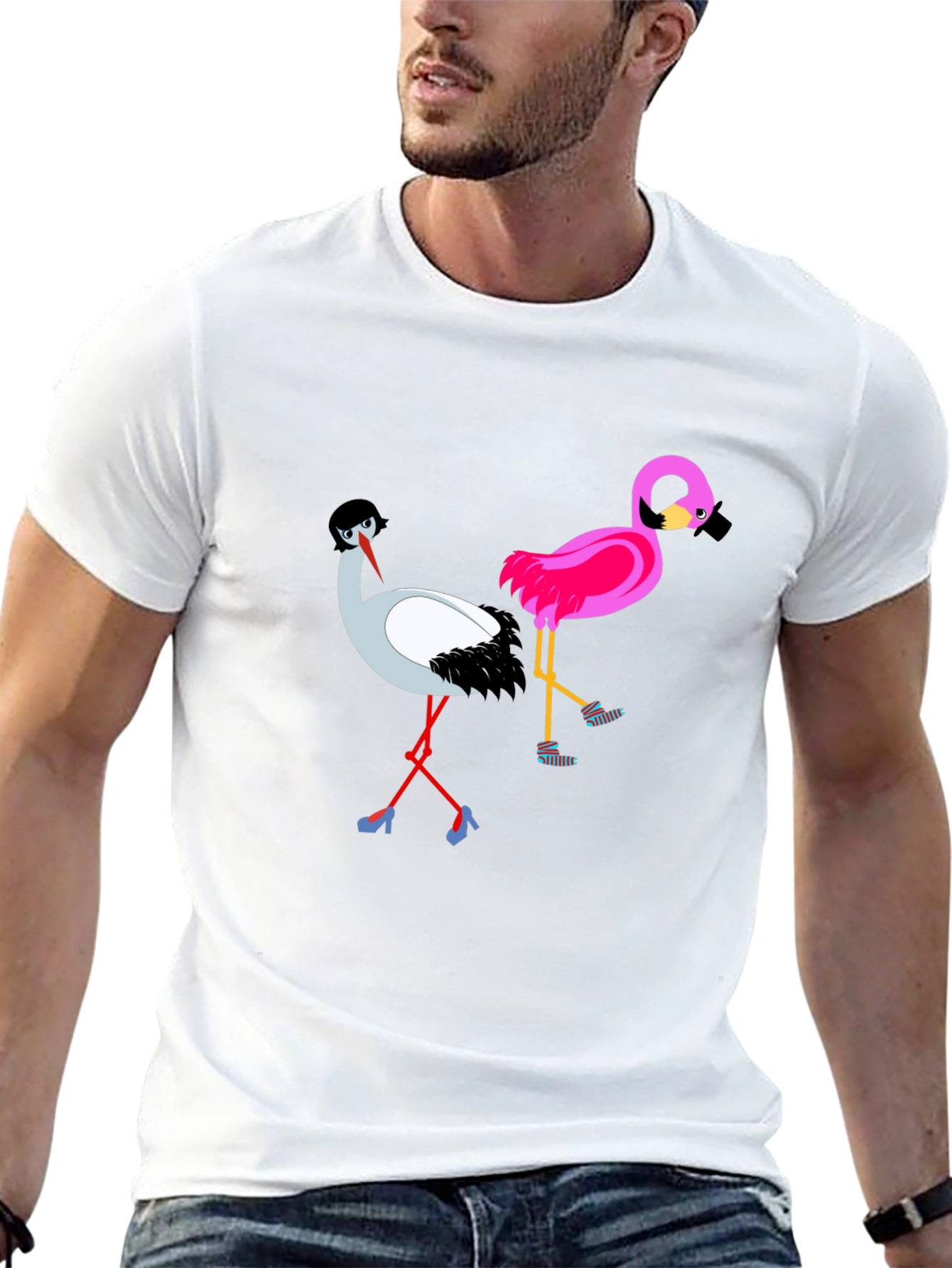 Funky Flamingo & Stork Graphic Tee