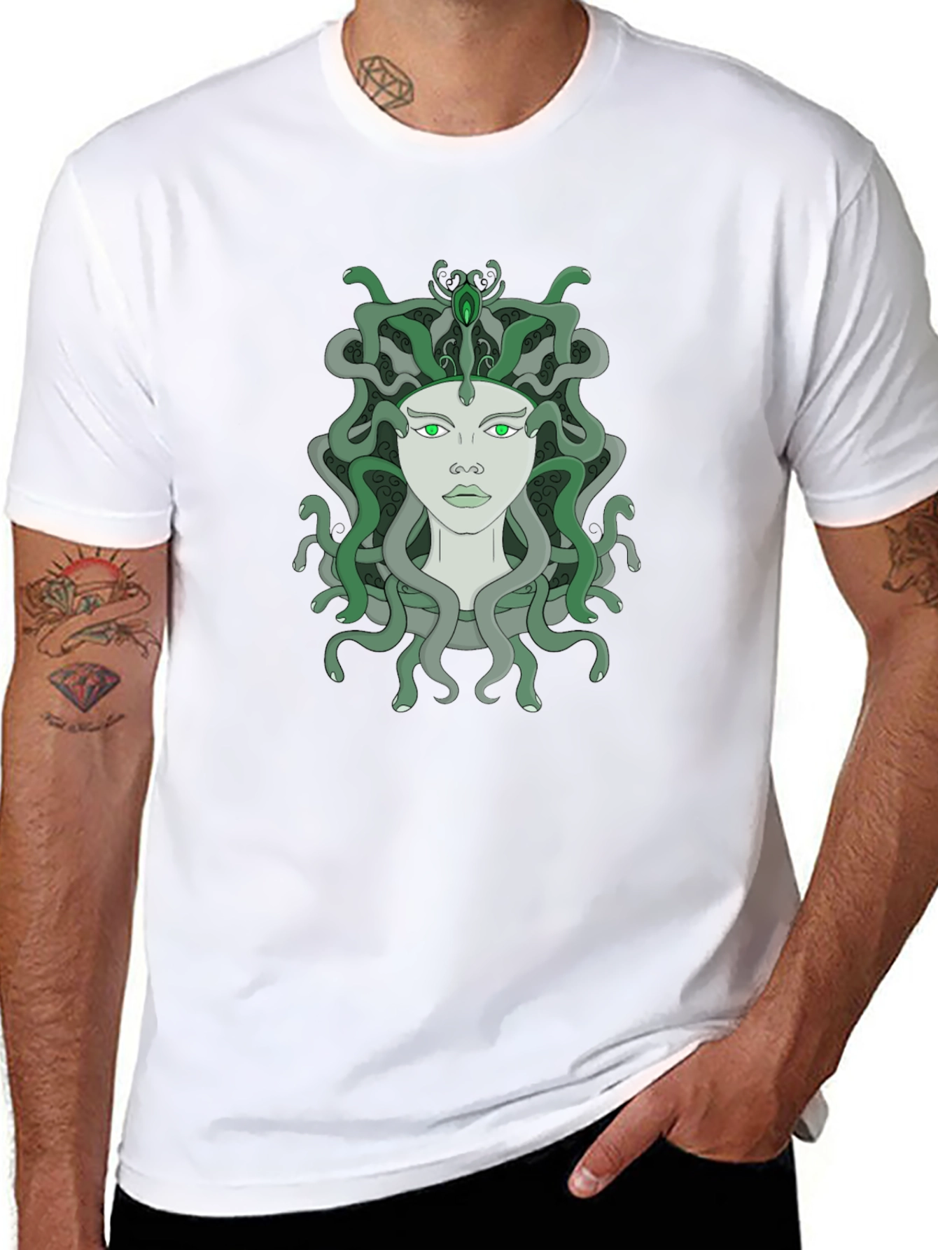 Medusa Graphic T-Shirt - Unique Snake Hair Design