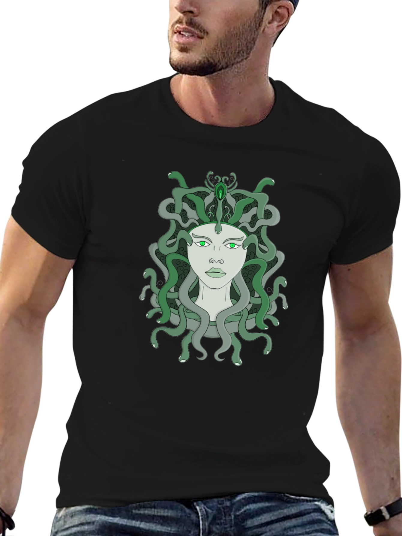Medusa Graphic T-Shirt - Unique Snake Hair Design