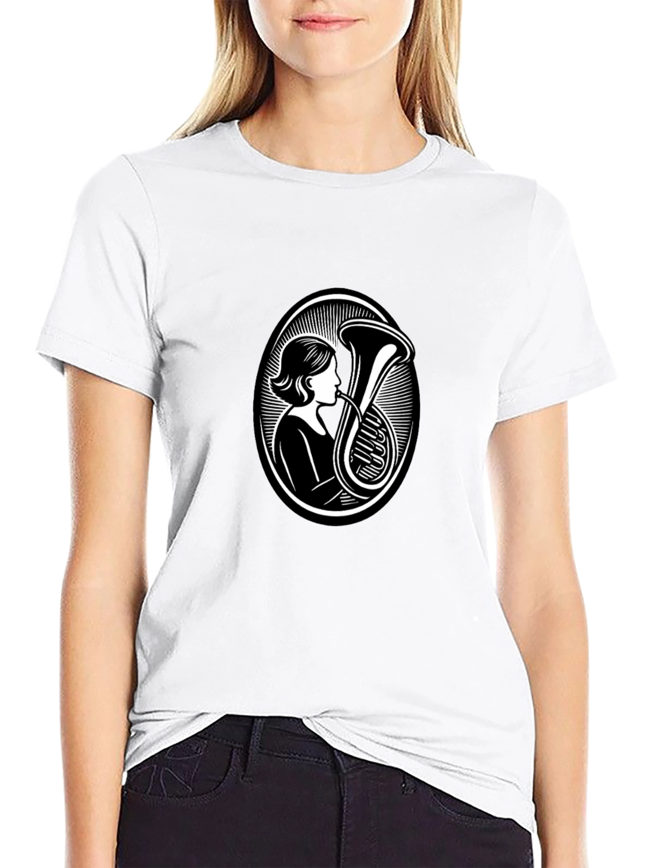 Tuba Player Black T-Shirt - Music Lover Apparel