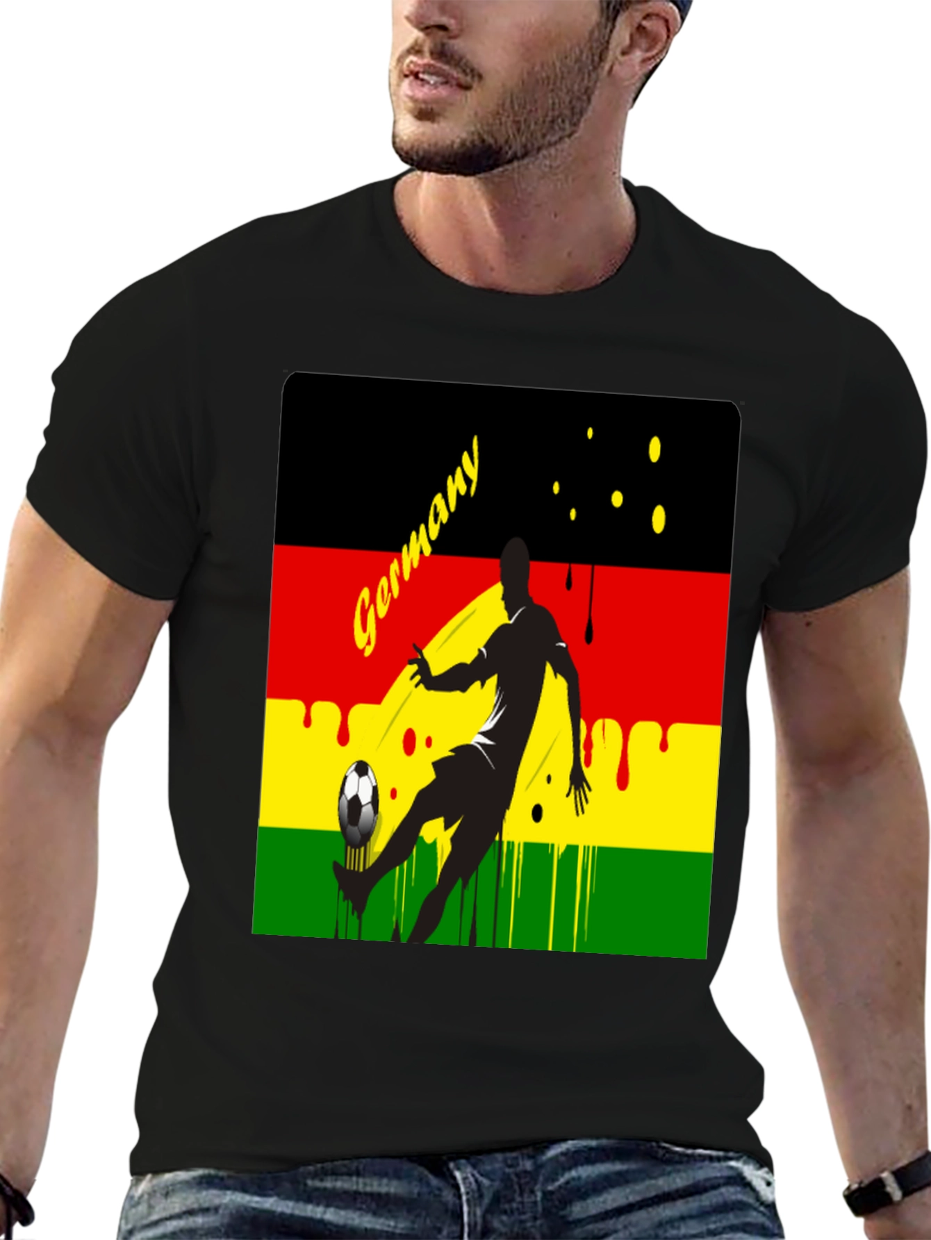 Germany Soccer Fan T-Shirt - Black Cotton Tee