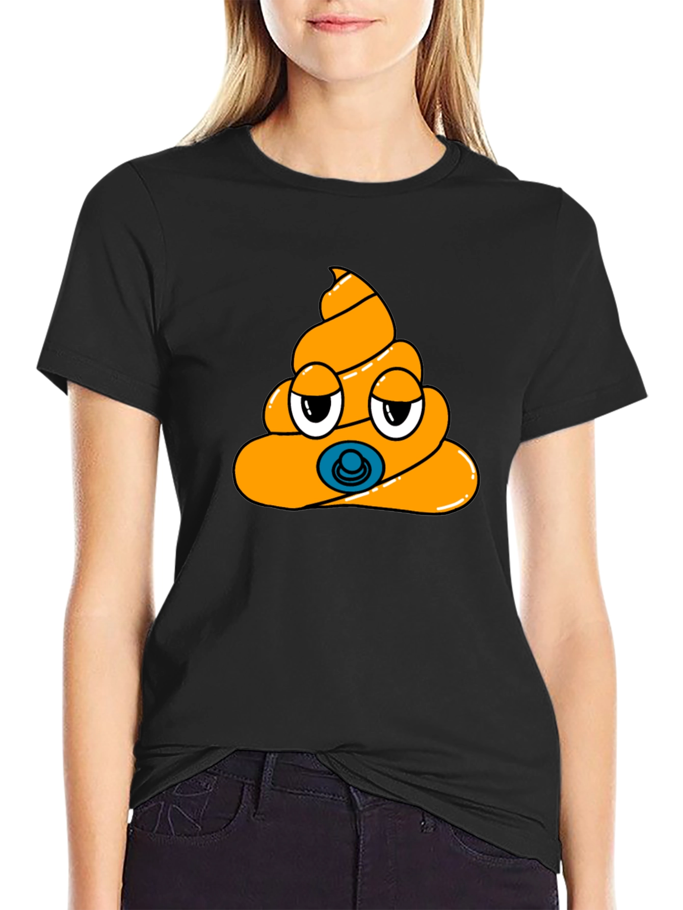 Poop Emoji Baby Pacifier Mens Black T-Shirt