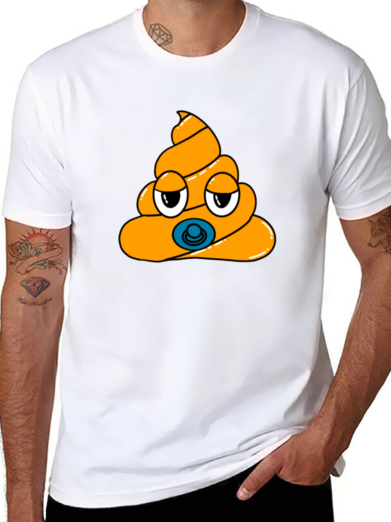 Poop Emoji Baby Pacifier Mens Black T-Shirt