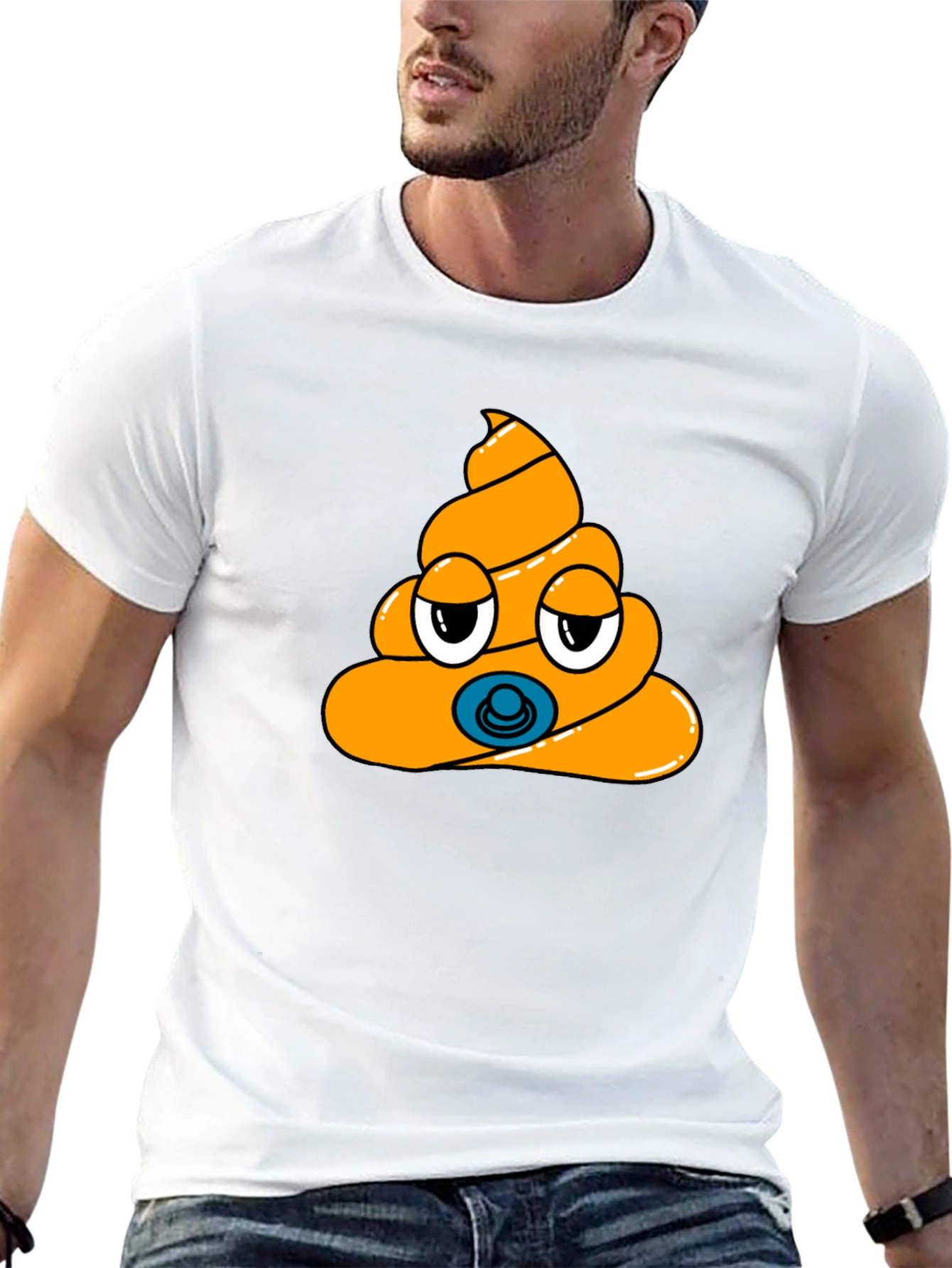 Poop Emoji Baby Pacifier Mens Black T-Shirt