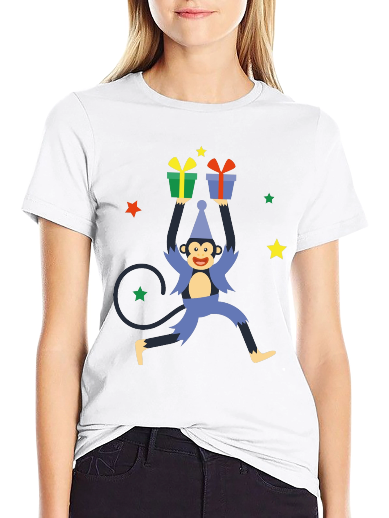 Monkey Gift Graphic Tee - Holiday Fun