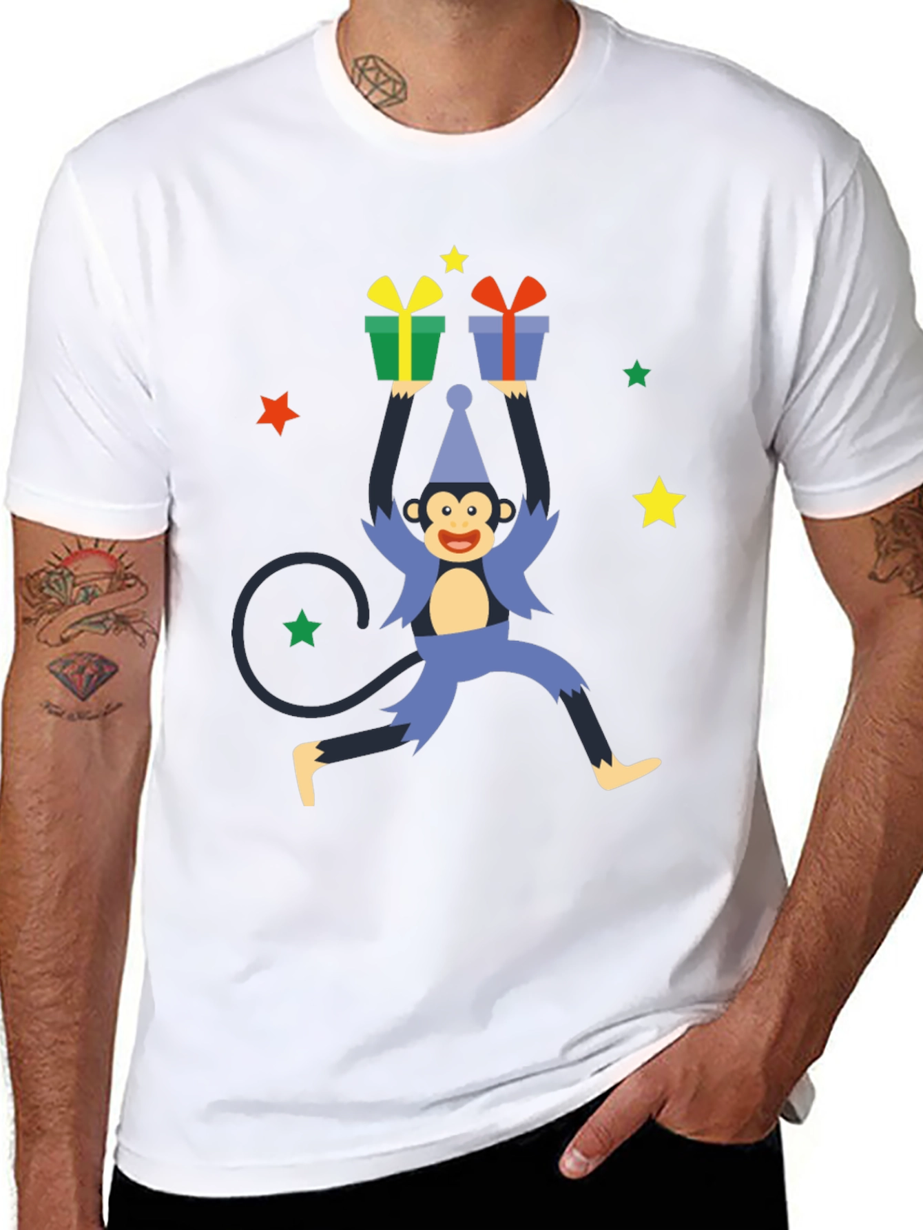Monkey Gift Graphic Tee - Holiday Fun