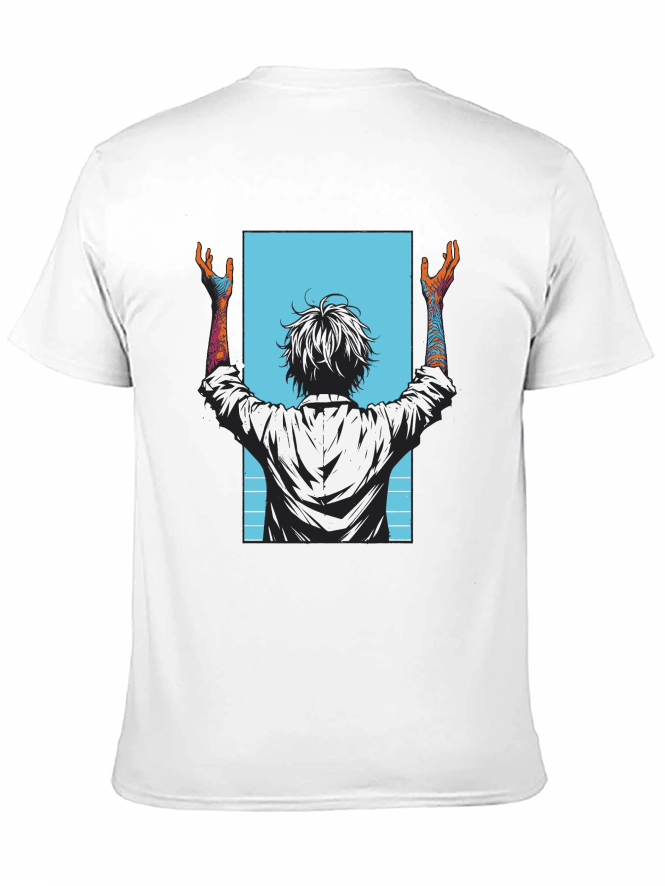 Graphic Tee - Anime Style Print - Black
