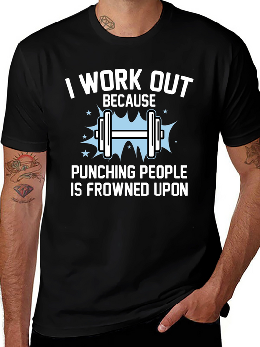 Workout Motivation Graphic Tee - Punching People Frowned Upon