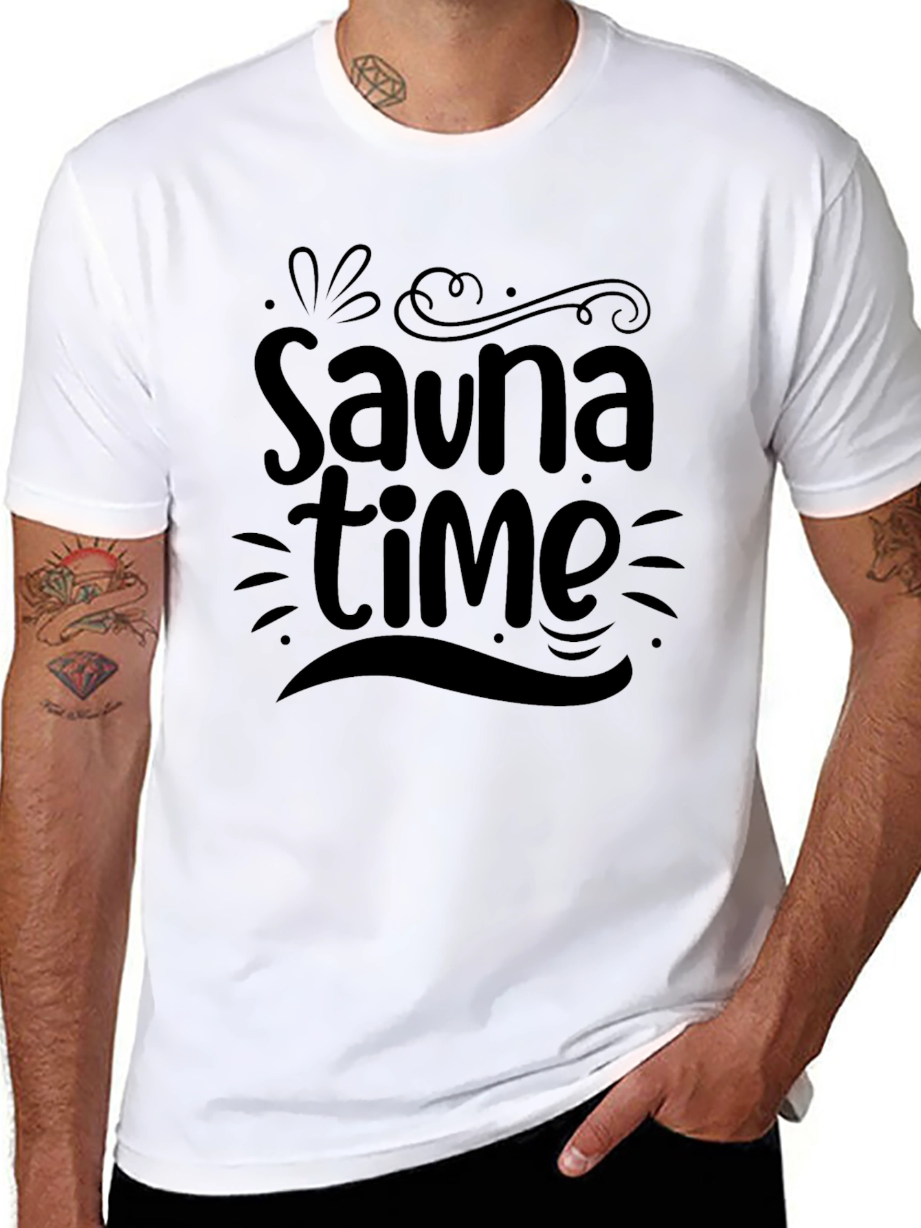 Sauna Time Black Graphic T-Shirt