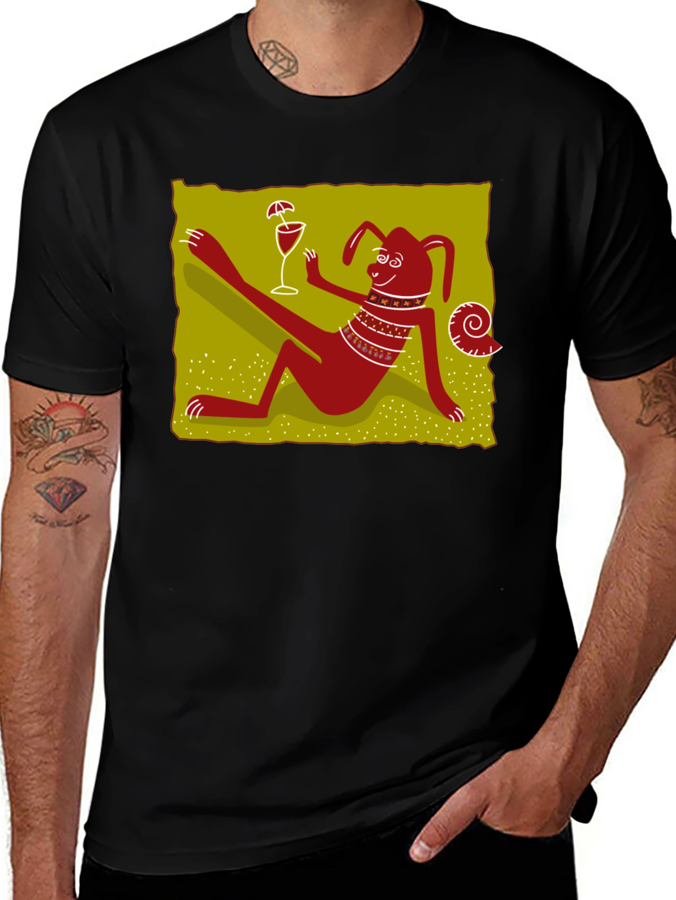 Relaxing Dog Cartoon Graphic Black Tee