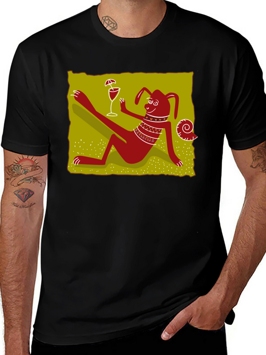 Relaxing Dog Cartoon Graphic Black Tee