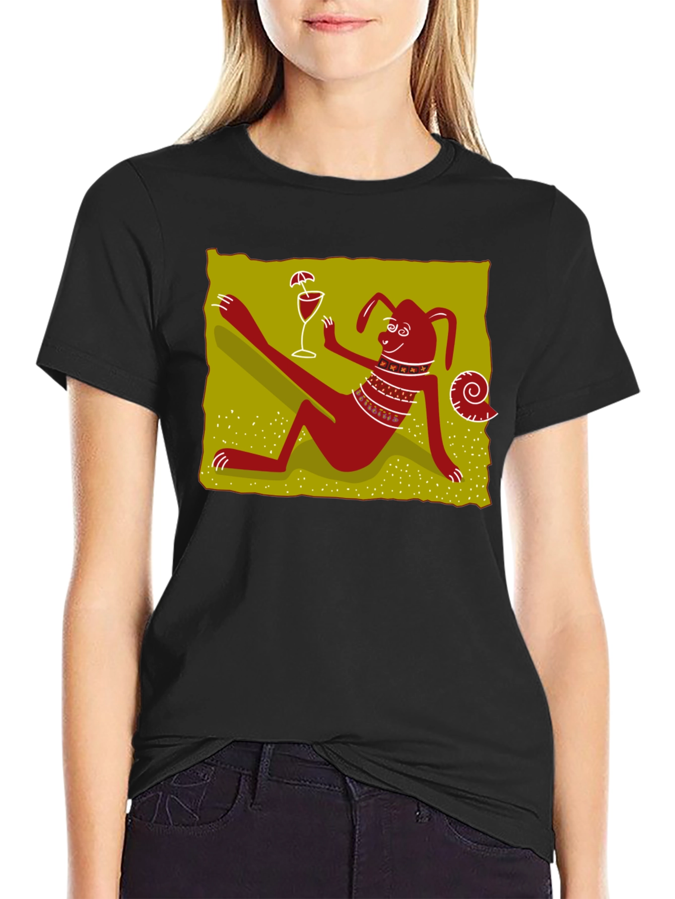 Relaxing Dog Cartoon Graphic Black Tee