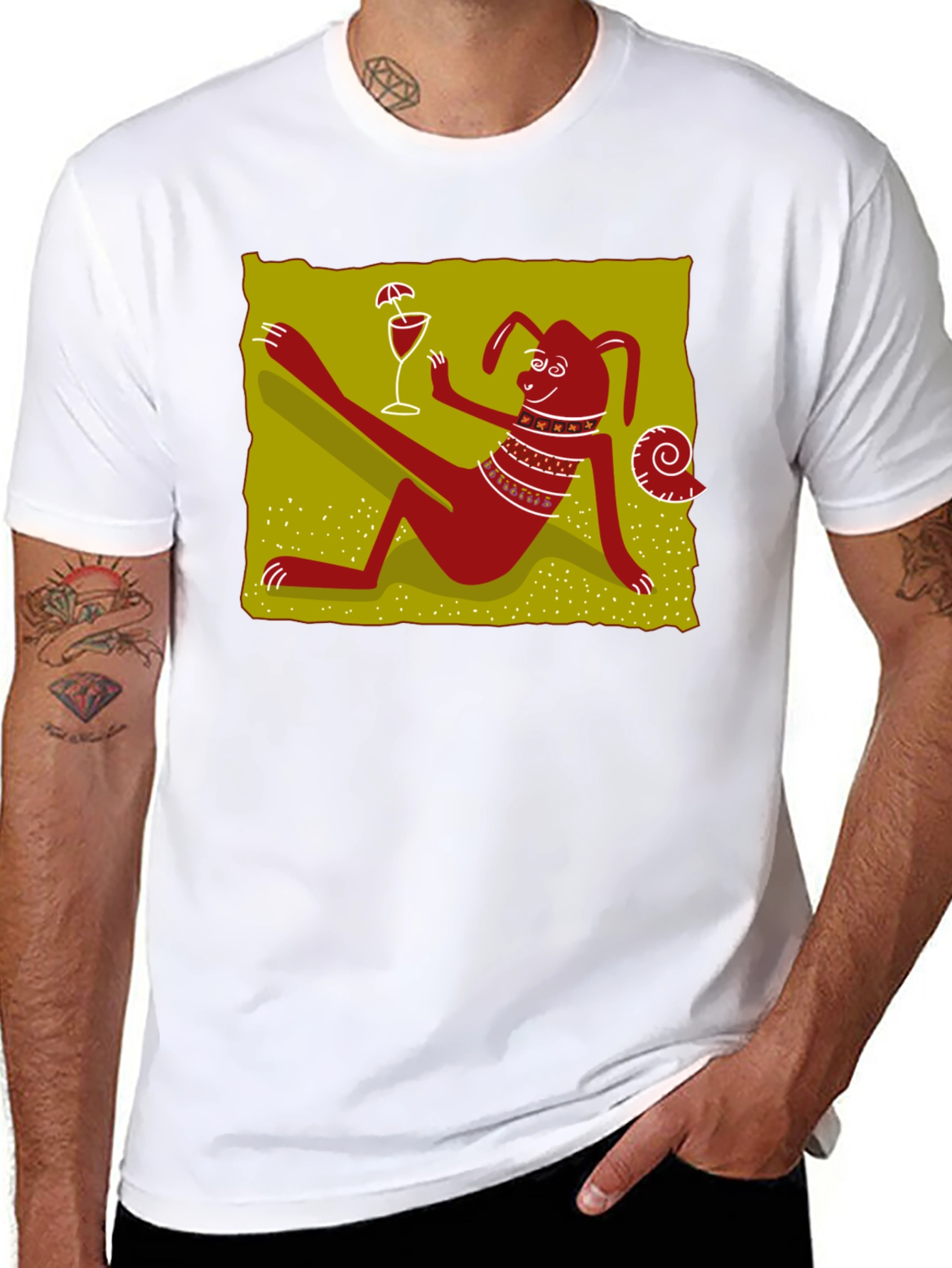 Relaxing Dog Cartoon Graphic Black Tee