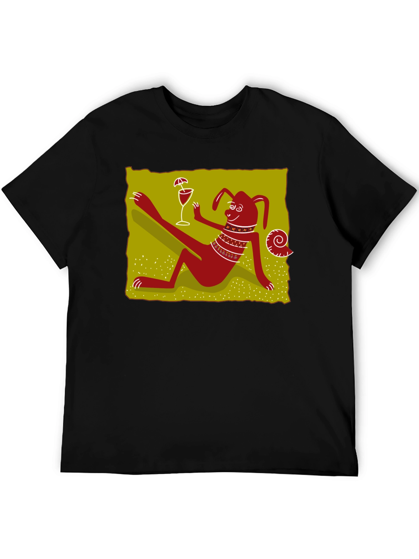 Relaxing Dog Cartoon Graphic Black Tee
