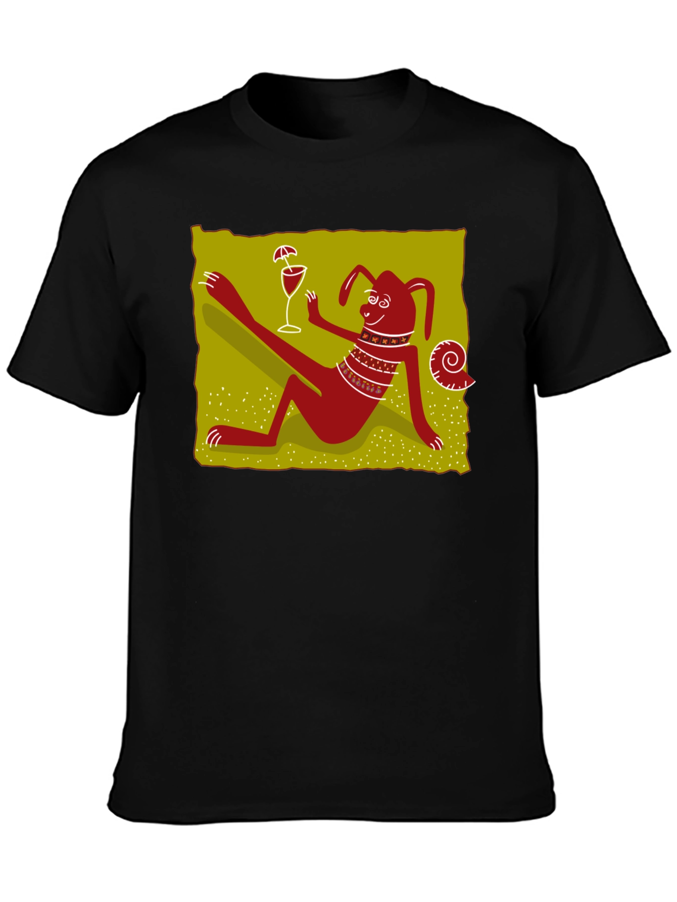 Relaxing Dog Cartoon Graphic Black Tee