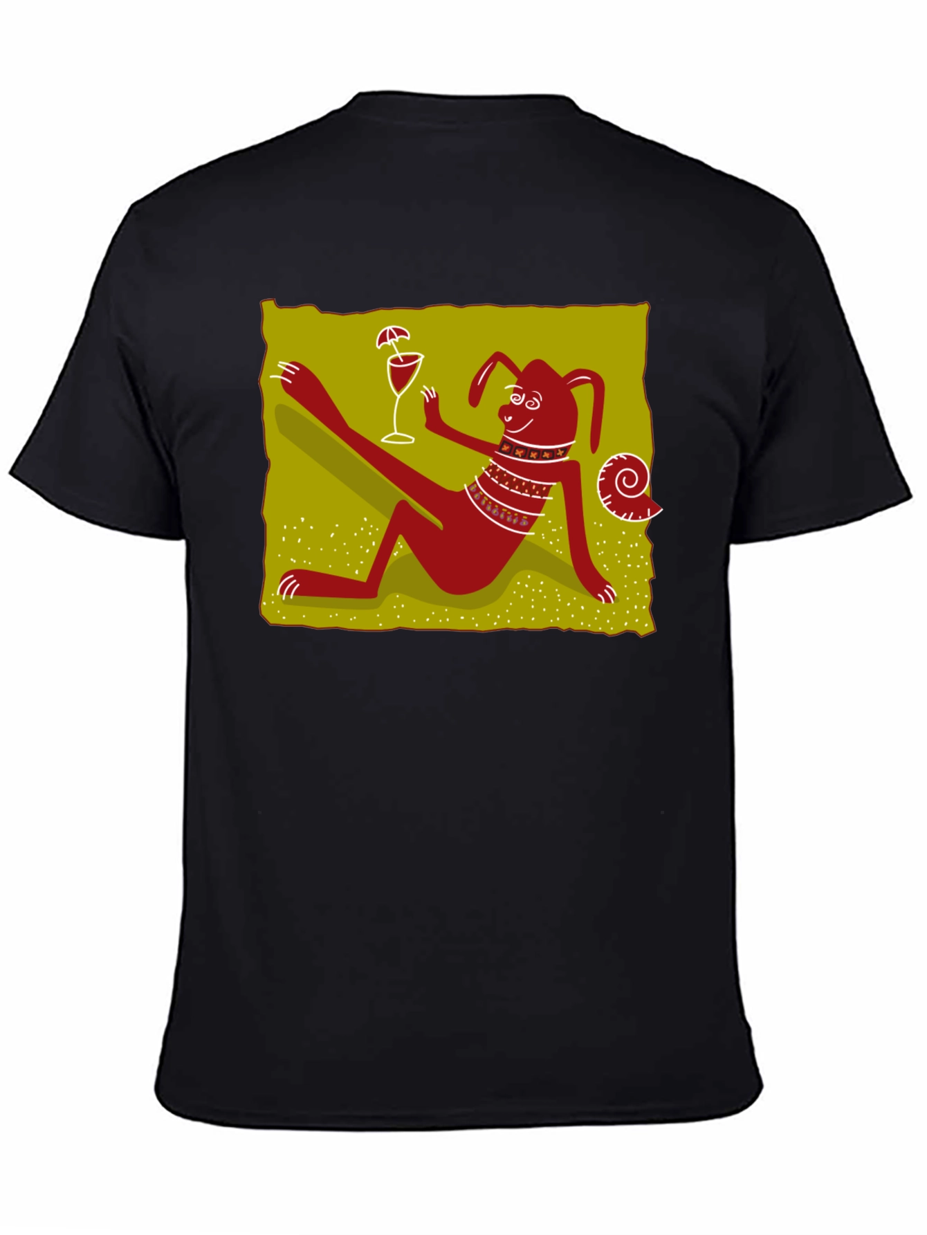 Relaxing Dog Cartoon Graphic Black Tee