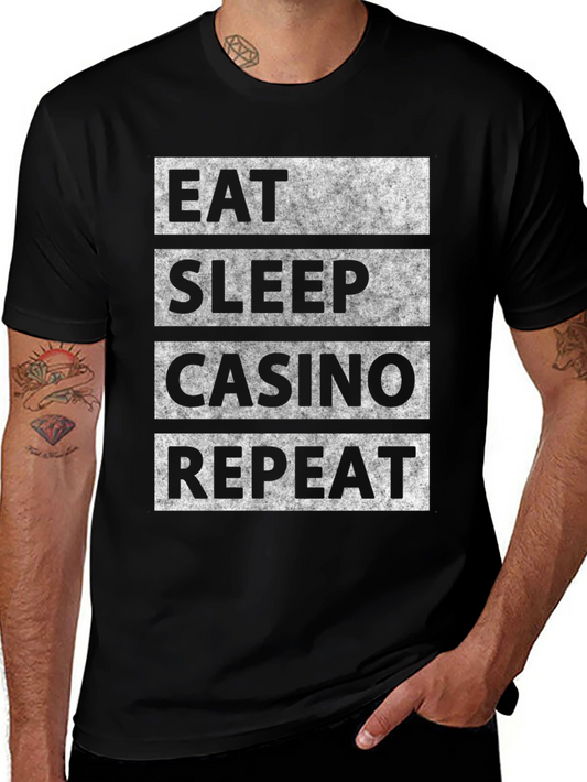 Eat Sleep Casino Repeat Graphic Tee - Black