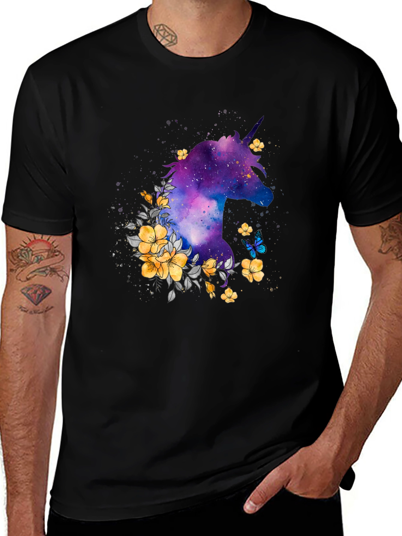 Unicorn Galaxy Floral Graphic Tee