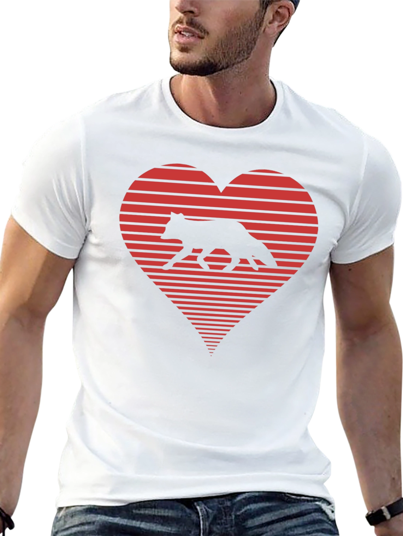 Fox Love Heart Graphic T-Shirt - Mens Black Tee