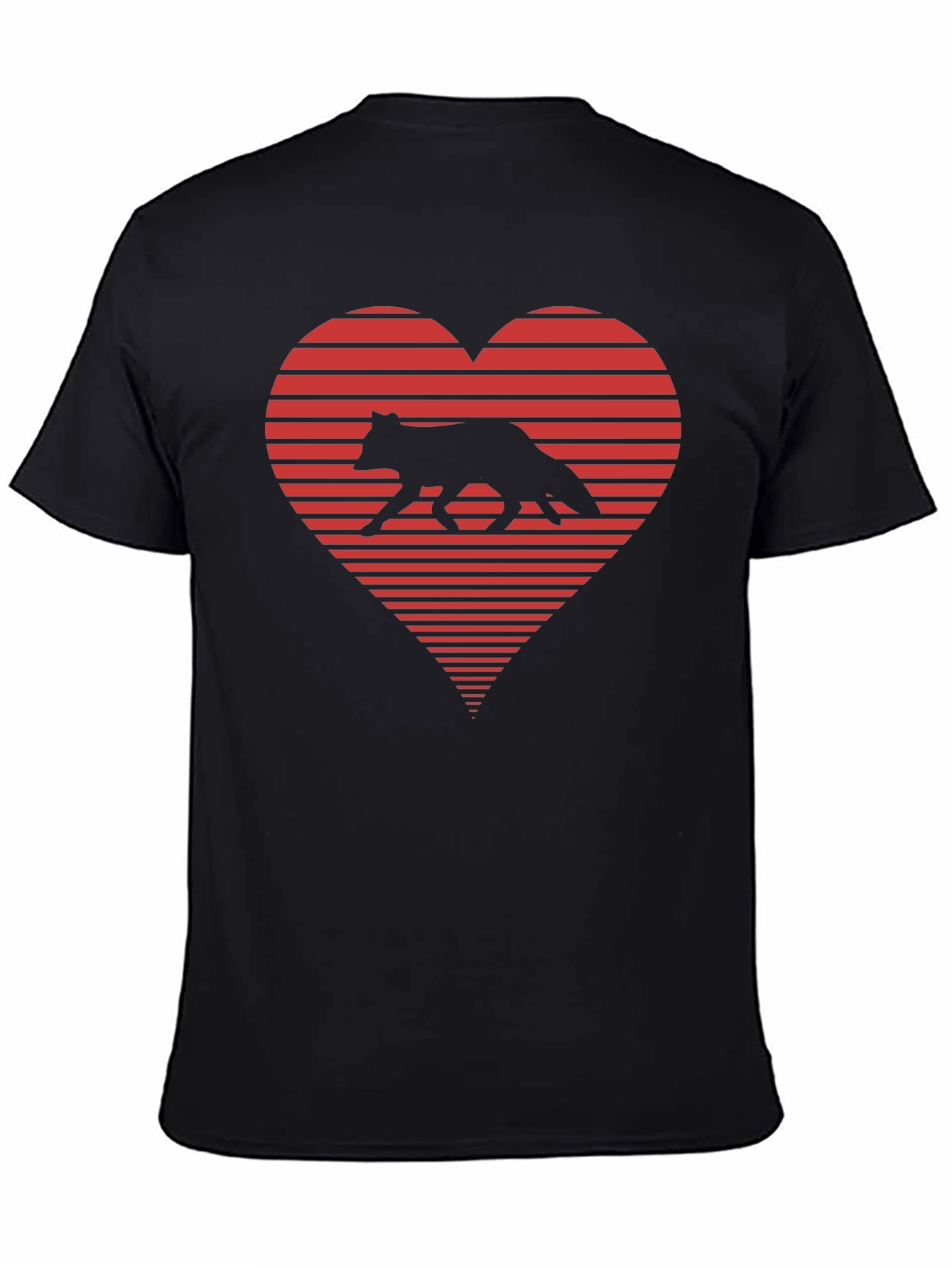 Fox Love Heart Graphic T-Shirt - Mens Black Tee