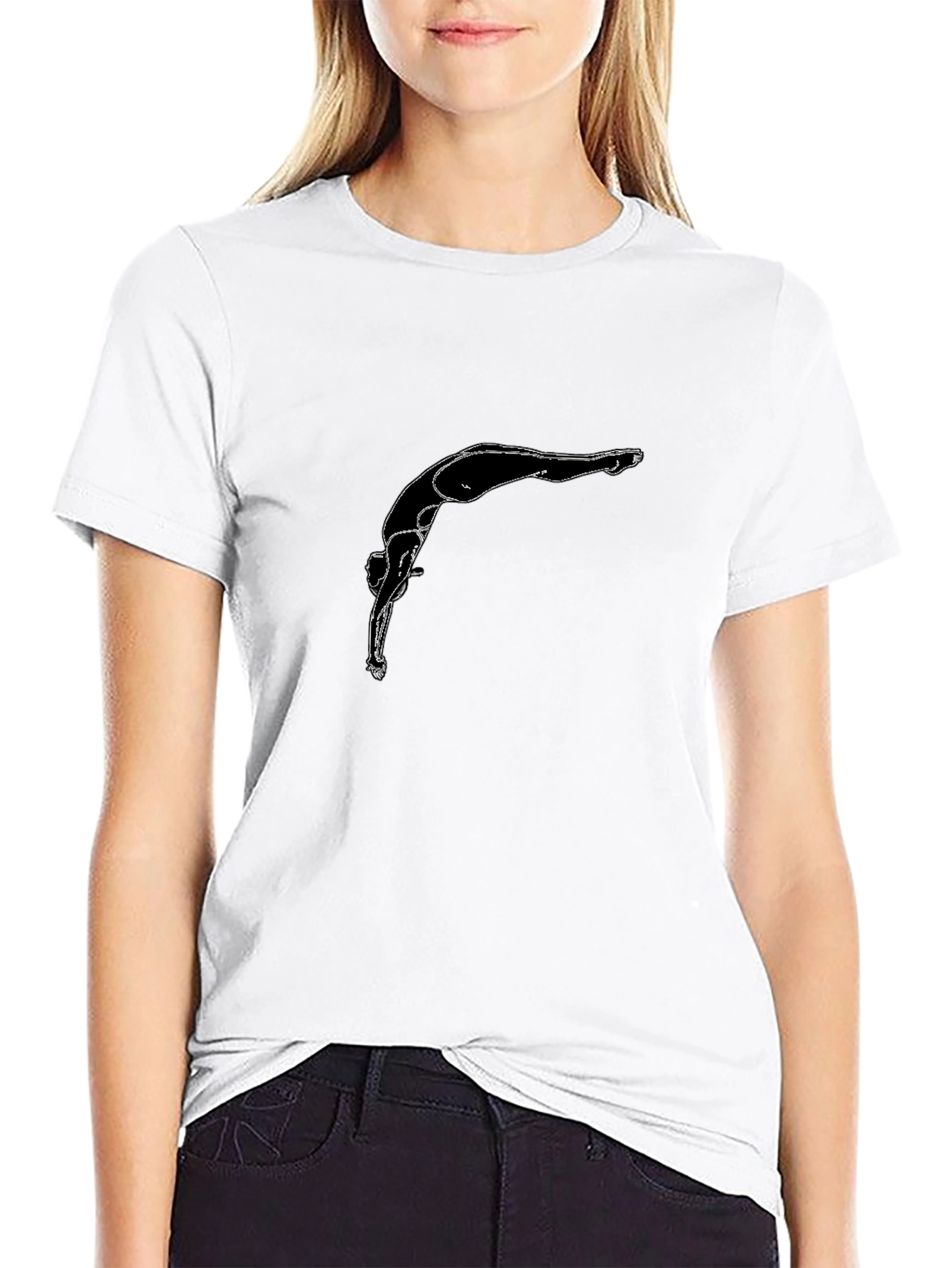 Black Diving Silhouette Graphic T-Shirt
