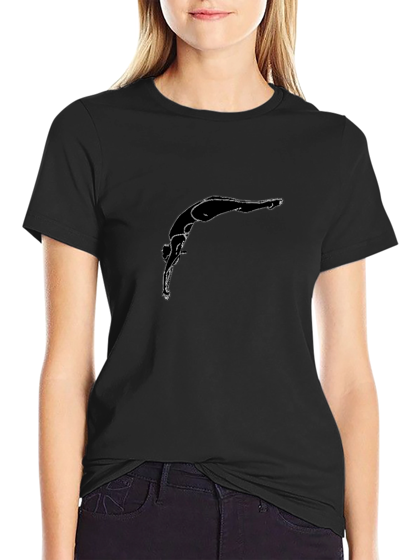 Black Diving Silhouette Graphic T-Shirt