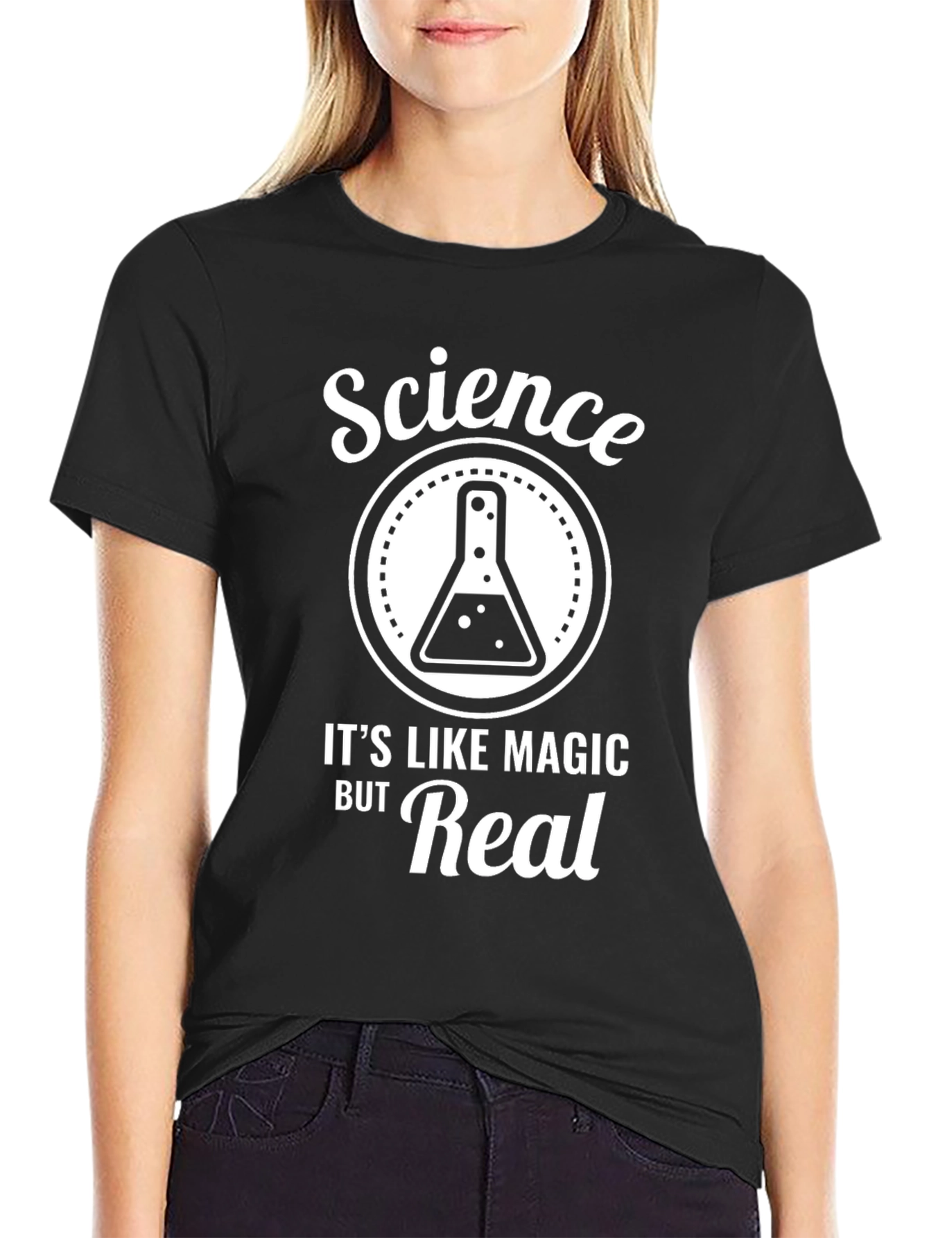 Science Its Like Magic But Real Black T-Shirt