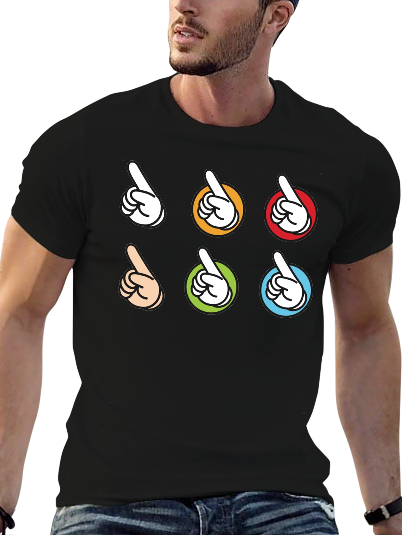 Pointing Fingers Graphic Black T-Shirt