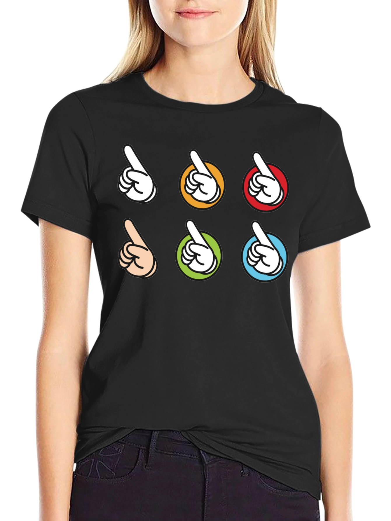 Pointing Fingers Graphic Black T-Shirt