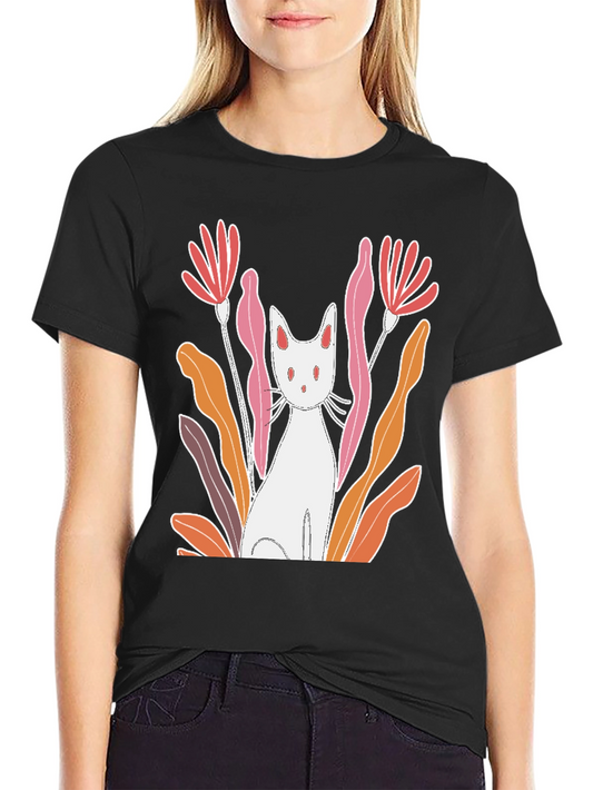 Cat & Flowers Graphic Tee