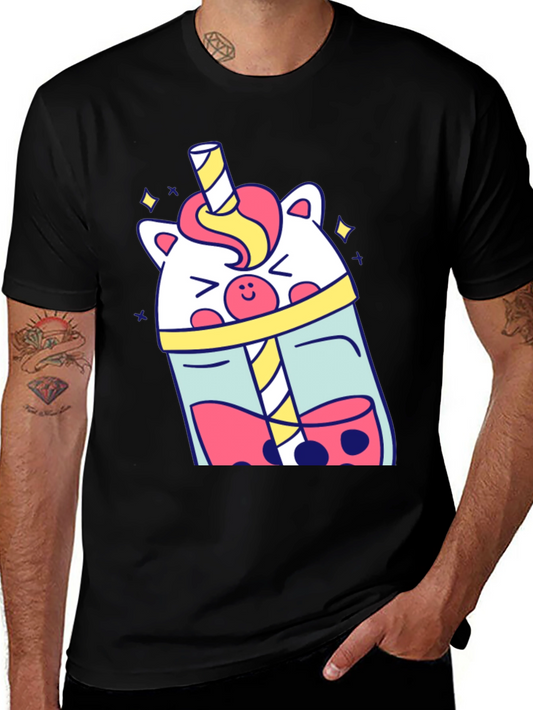 Unicorn Bubble Tea Graphic Tee - Black