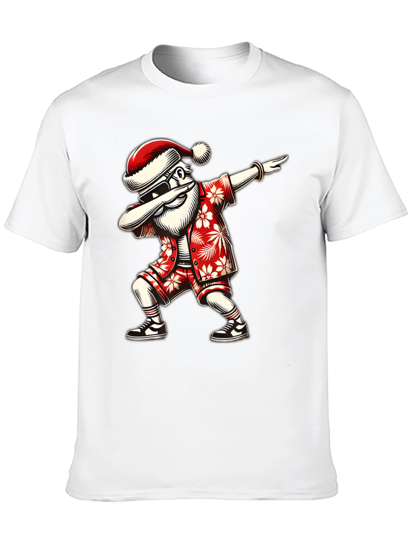 Dabbing Santa Hawaiian Shirt - Black Tee