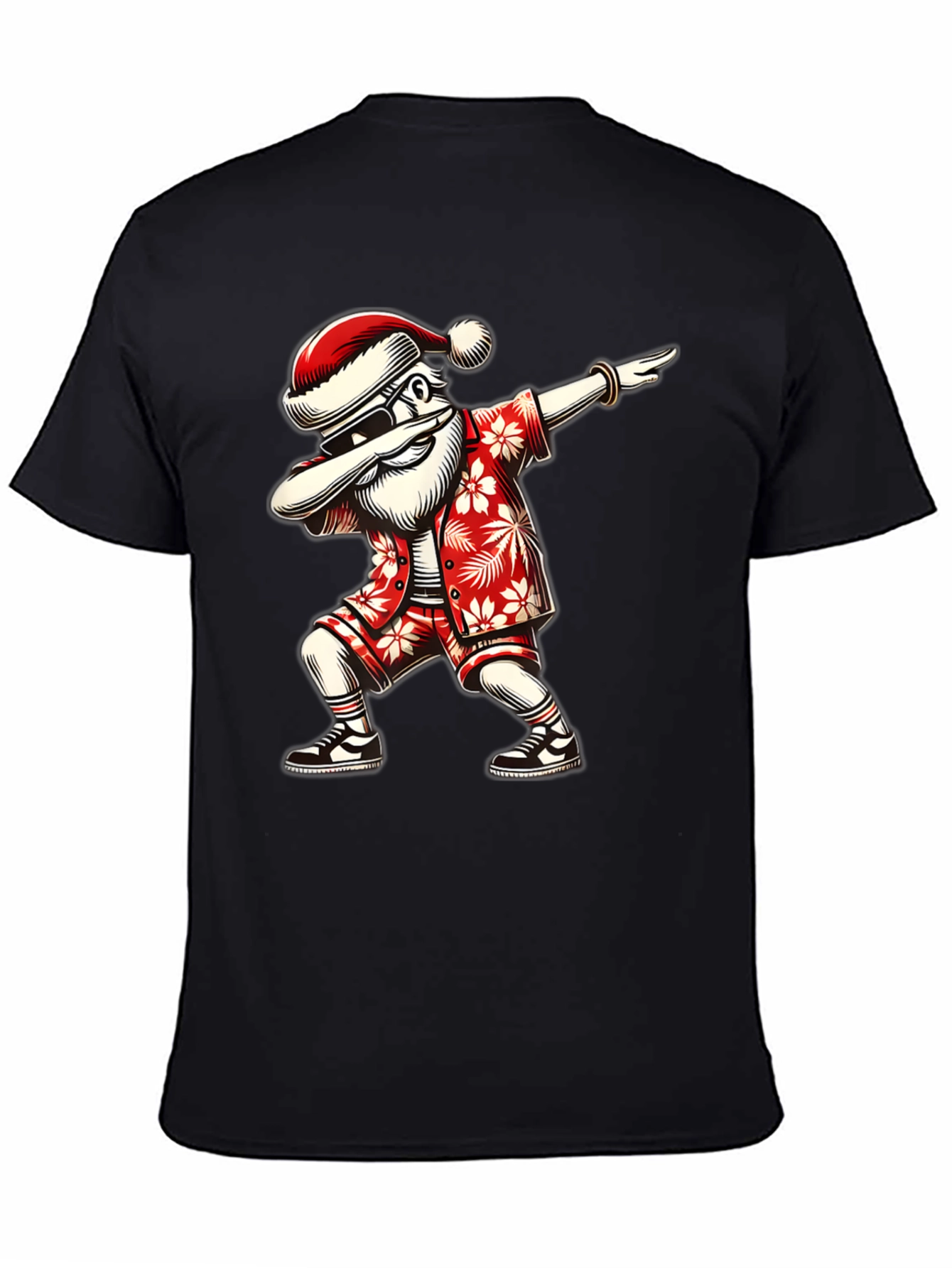 Dabbing Santa Hawaiian Shirt - Black Tee