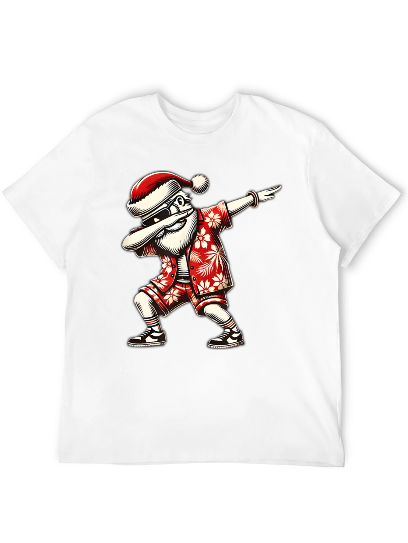 Dabbing Santa Hawaiian Shirt - Black Tee