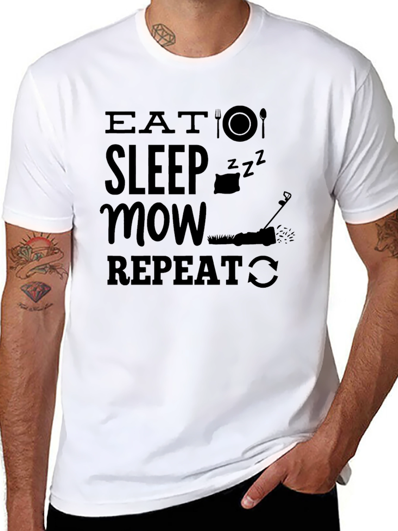 Eat Sleep Mow Repeat Funny Lawn Mowing T-Shirt