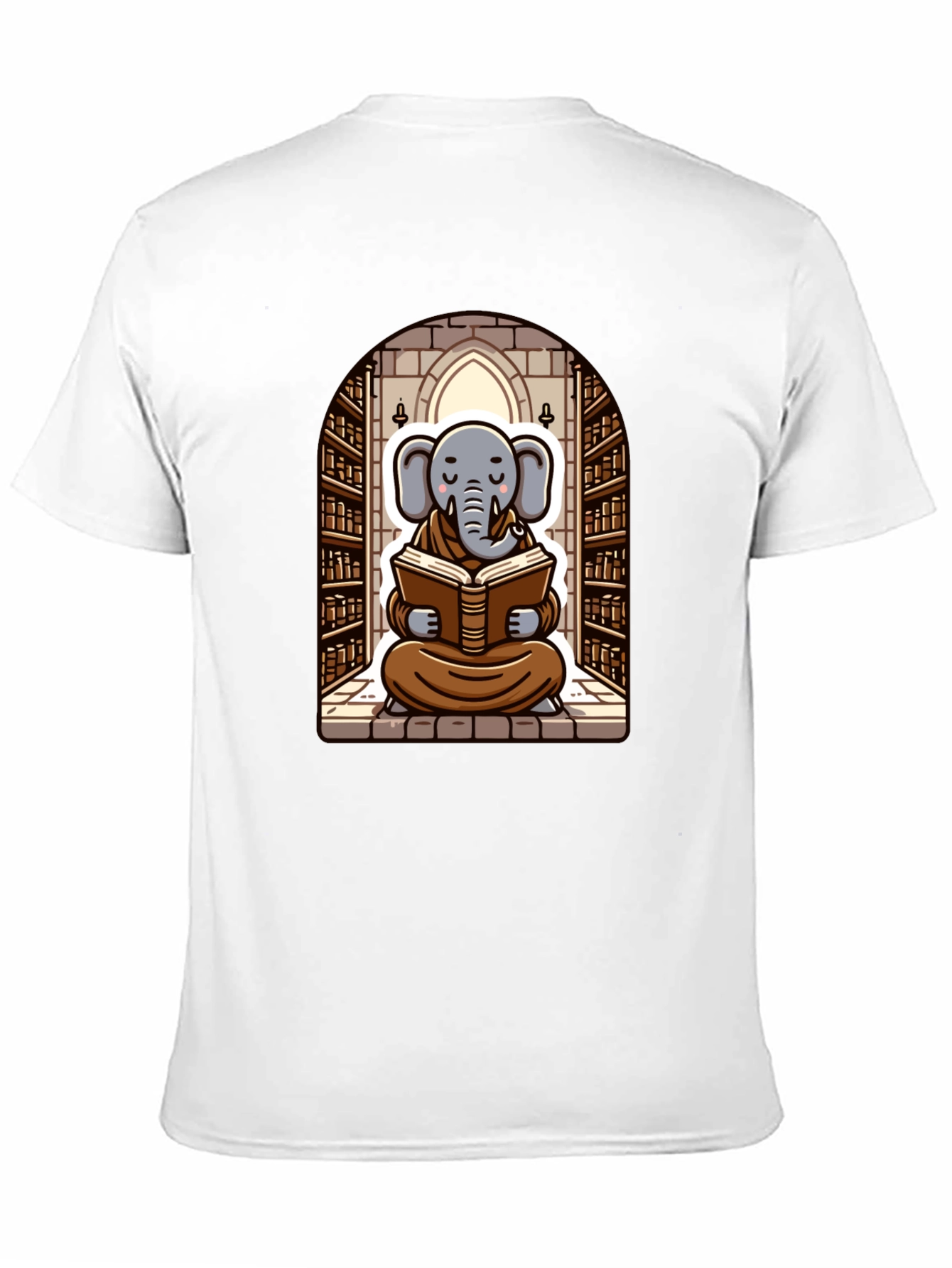 Elephant Monk Reading Black T-Shirt