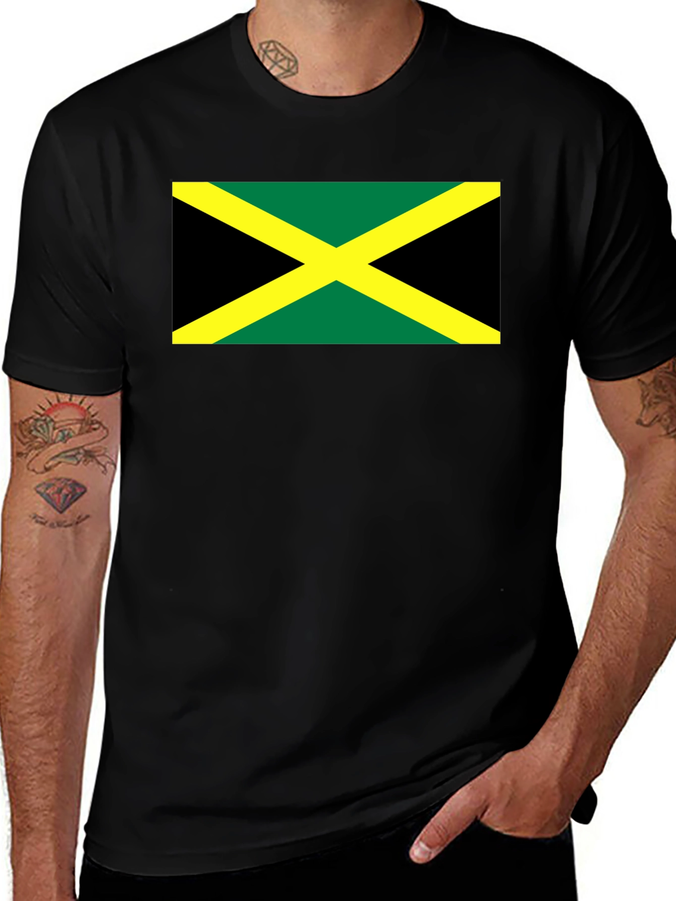 Jamaican Flag Graphic T-Shirt - Black