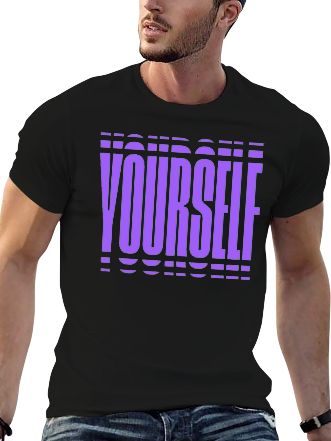 Purple Yourself Graphic Black T-Shirt