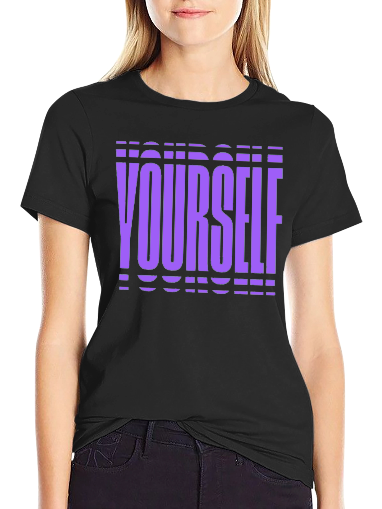 Purple Yourself Graphic Black T-Shirt
