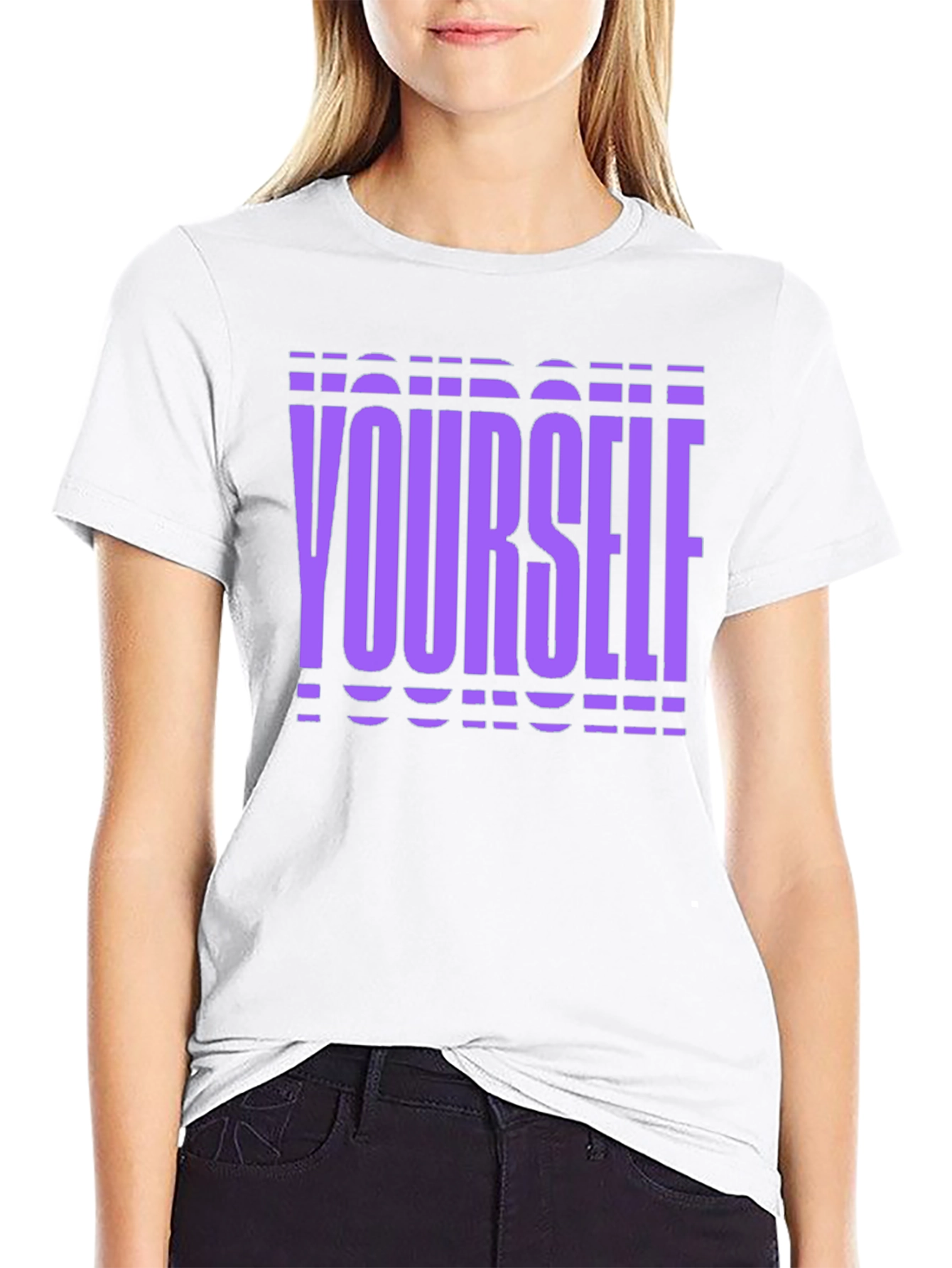 Purple Yourself Graphic Black T-Shirt