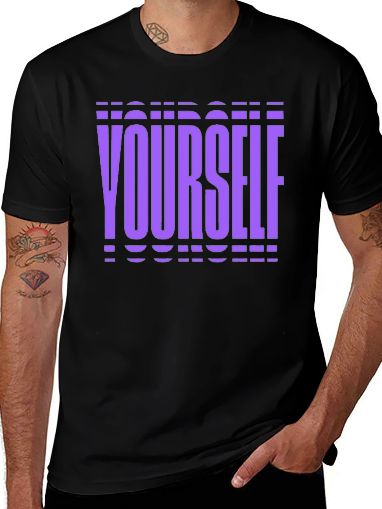 Purple Yourself Graphic Black T-Shirt