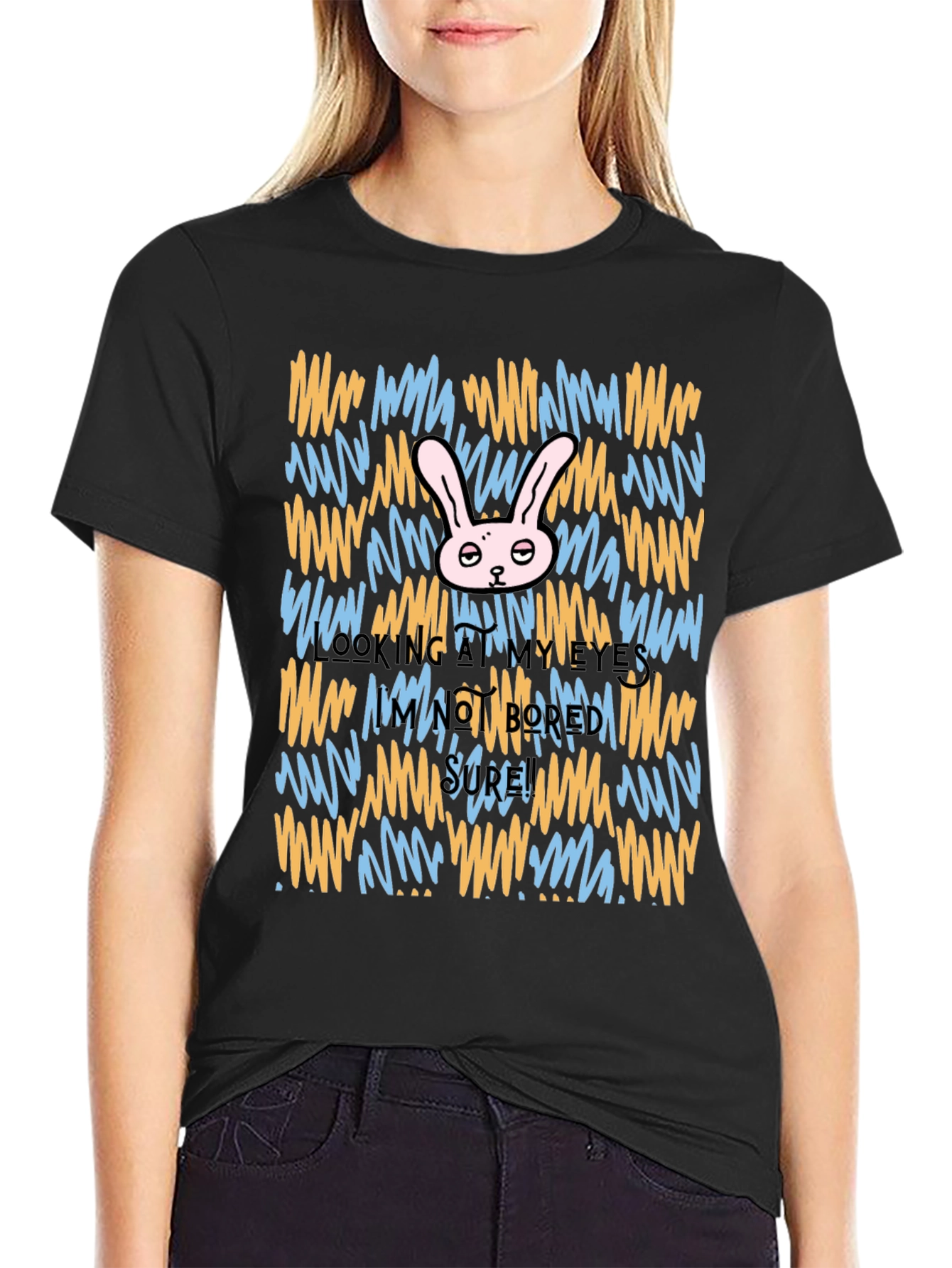Unique Graphic Tee - Cartoon Rabbit Design