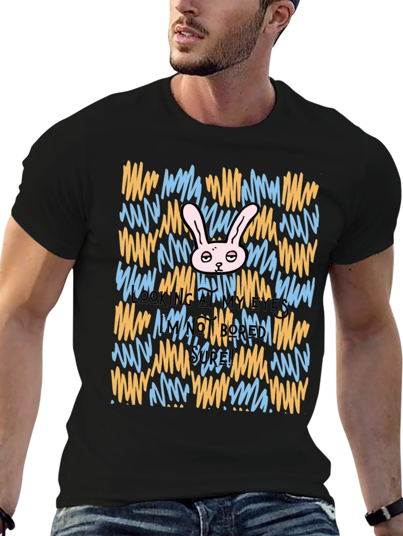 Unique Graphic Tee - Cartoon Rabbit Design