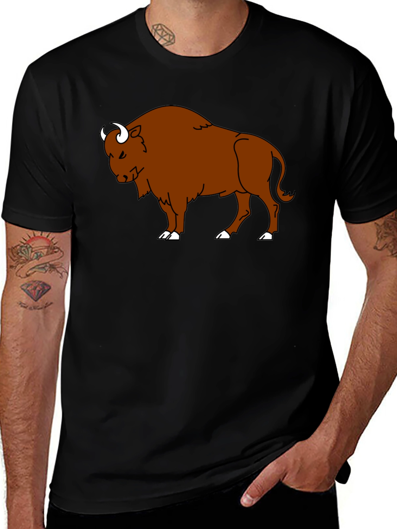 Bison Graphic T-Shirt - Black Cotton Tee