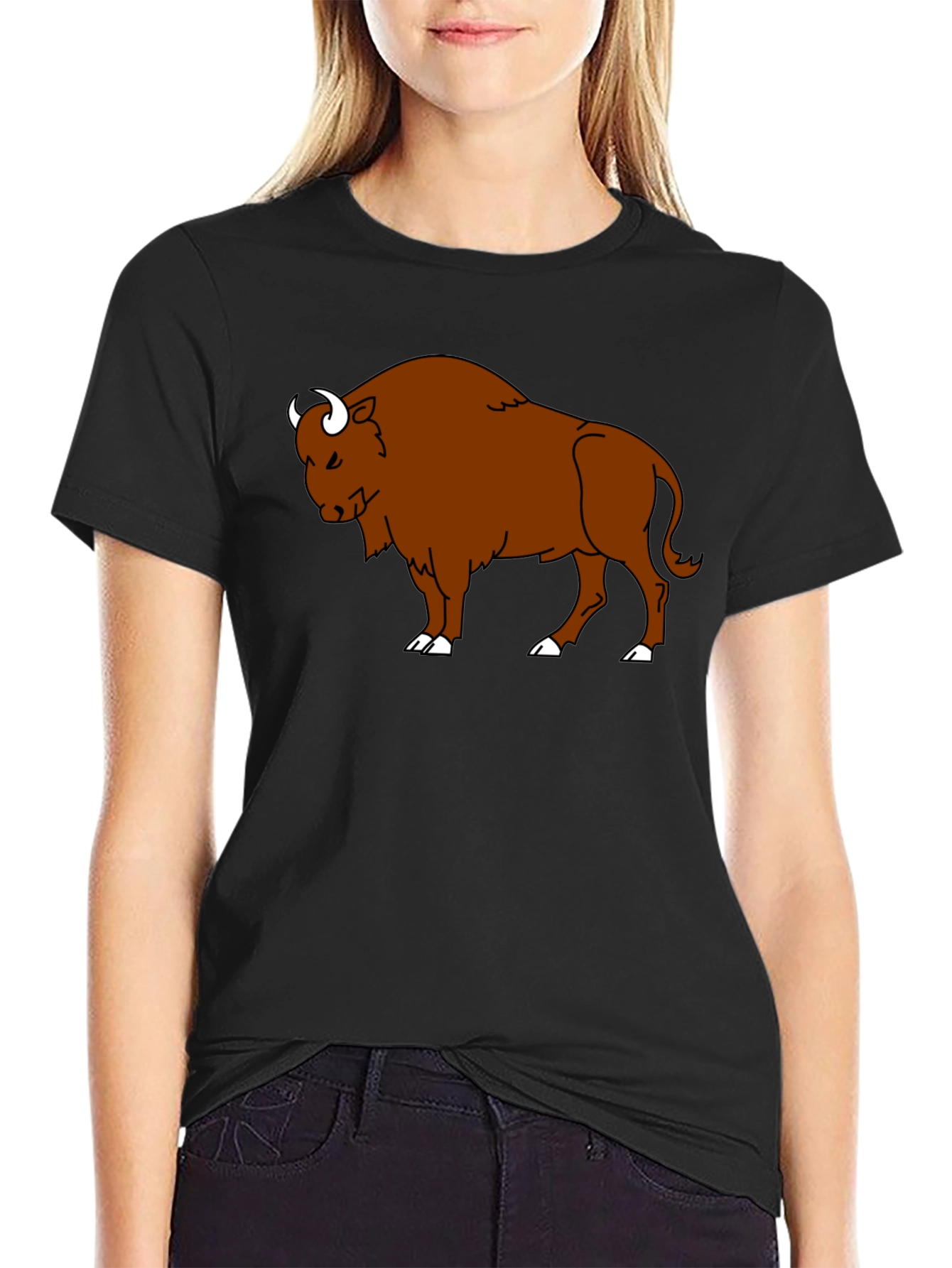 Bison Graphic T-Shirt - Black Cotton Tee