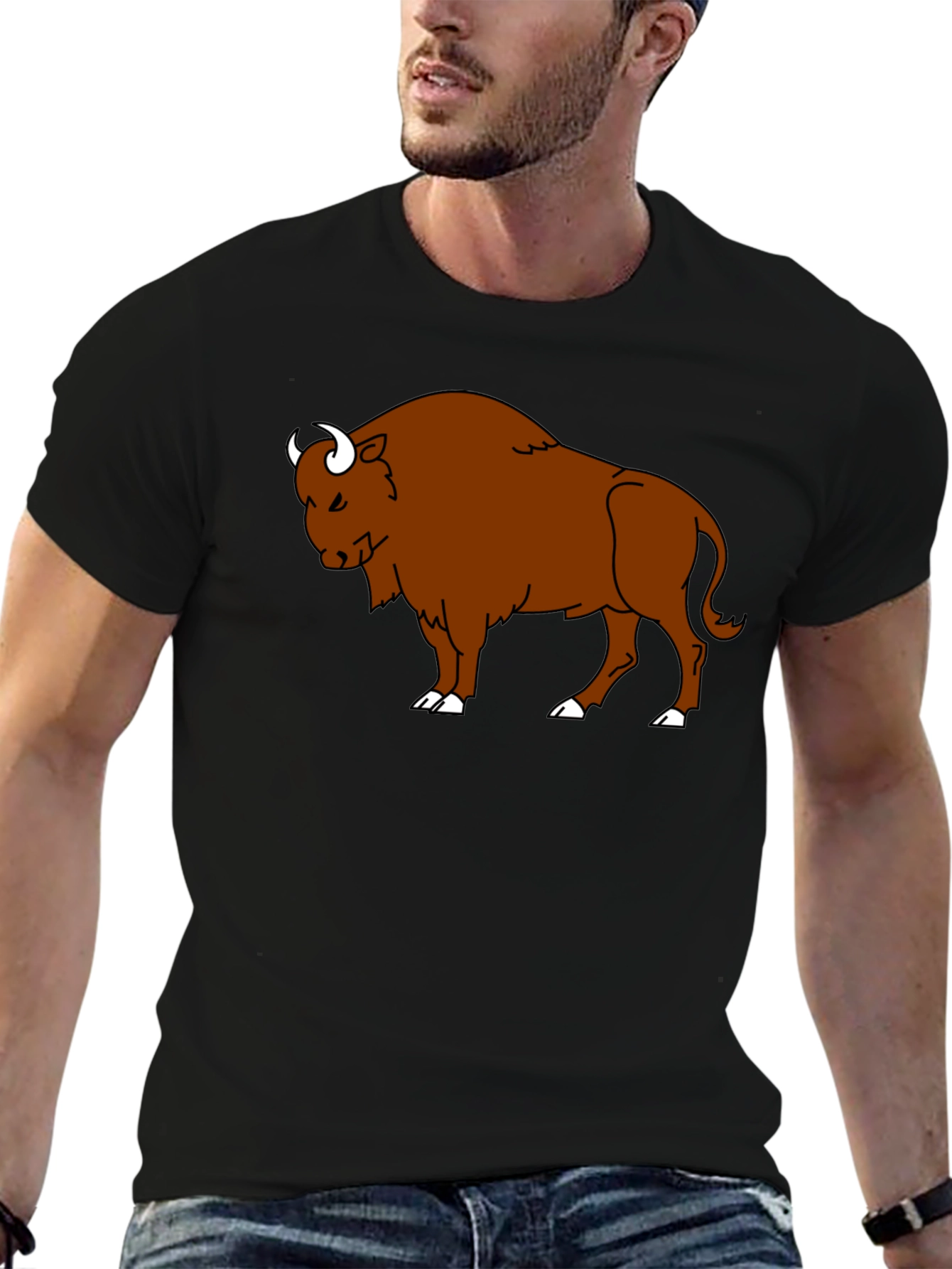 Bison Graphic T-Shirt - Black Cotton Tee