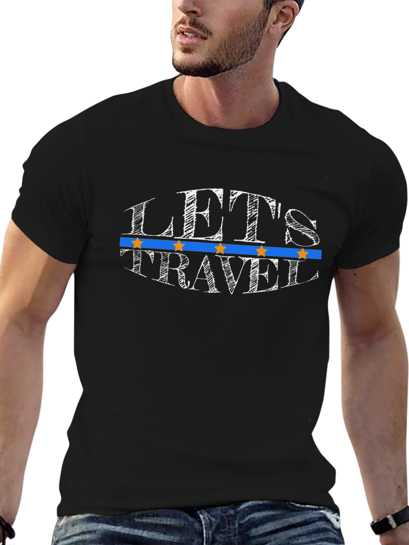 Lets Travel Graphic T-Shirt - Black