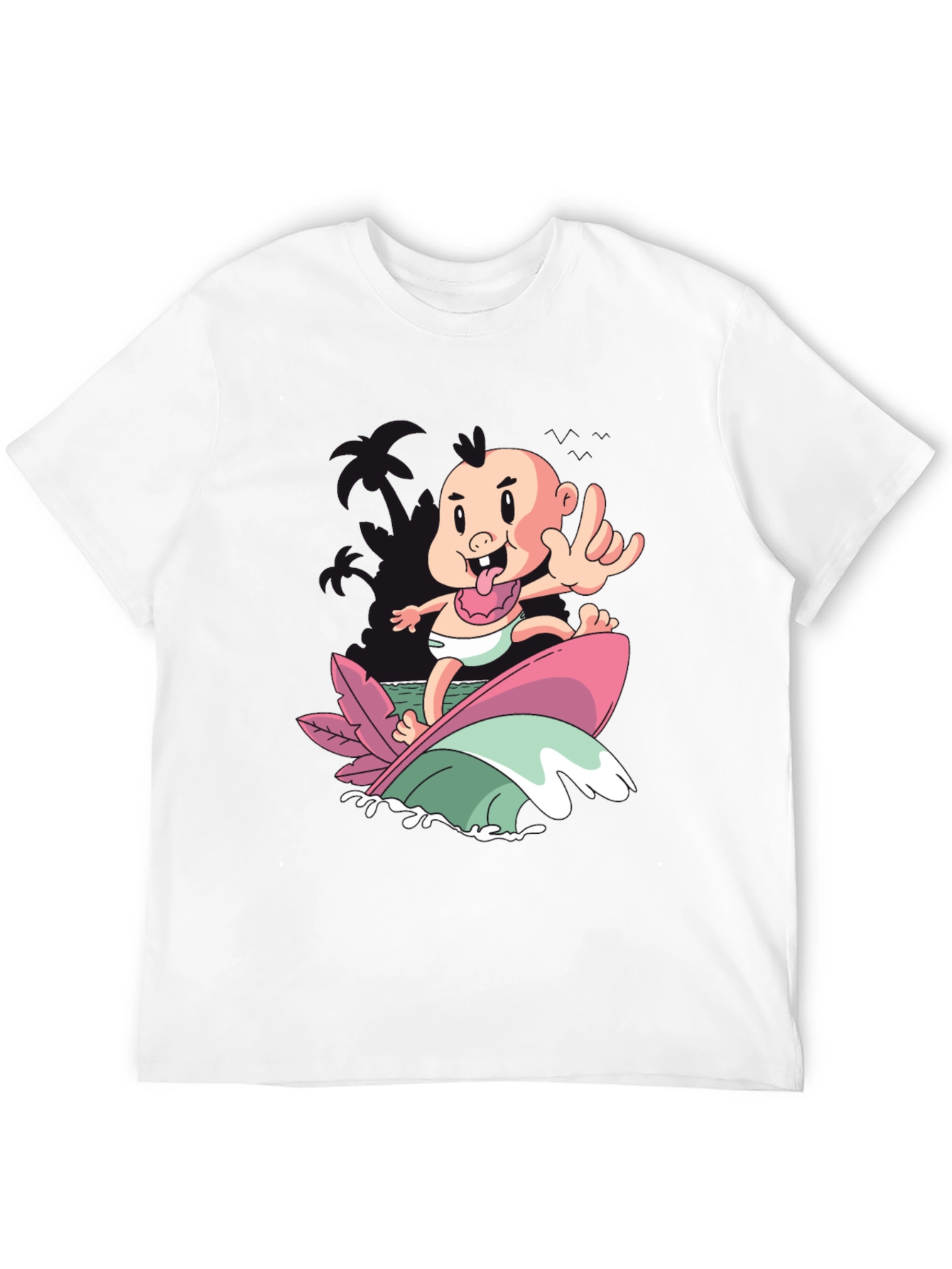 Surfing Baby Graphic T-Shirt - Cool Cartoon Tee