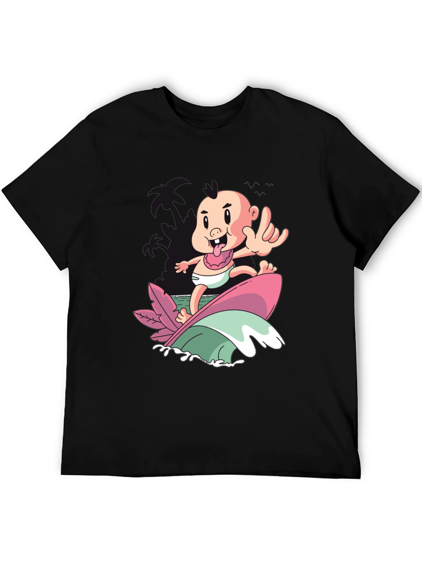 Surfing Baby Graphic T-Shirt - Cool Cartoon Tee